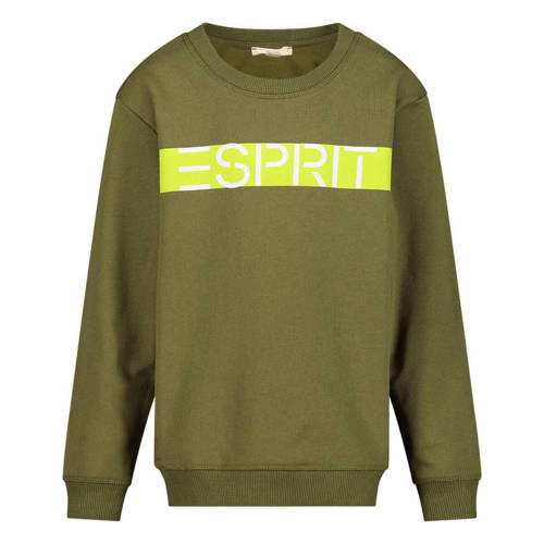 ESPRIT sweater met logo olijfgroen Logo