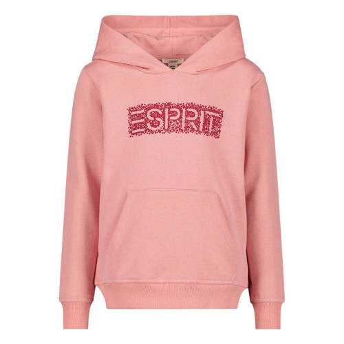 ESPRIT sweater met logo roze Meisjes Katoen Capuchon Logo
