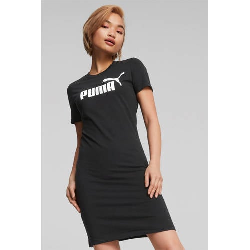 Puma T-shirtjurk met logoprint zwart Meisjes Stretchkatoen Ronde hals Logo