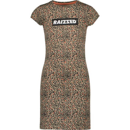 Raizzed T-shirtjurk Malaga met panterprint bruin/oranje Meisjes Katoen Ronde hals