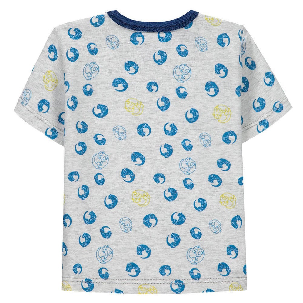 Grijze jongens Kanz baby T-shirt van katoen met stippenprint, korte mouwen en ronde hals