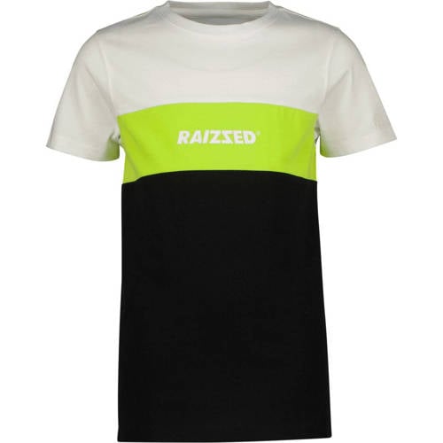 Raizzed T-shirt zwart/limegroen/wit Jongens Stretchkatoen Ronde hals Meerkleurig - 104