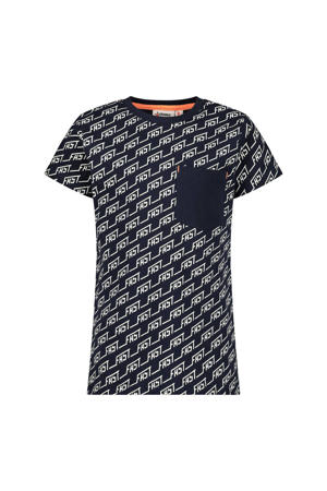 T-shirt met all over print donkerblauw