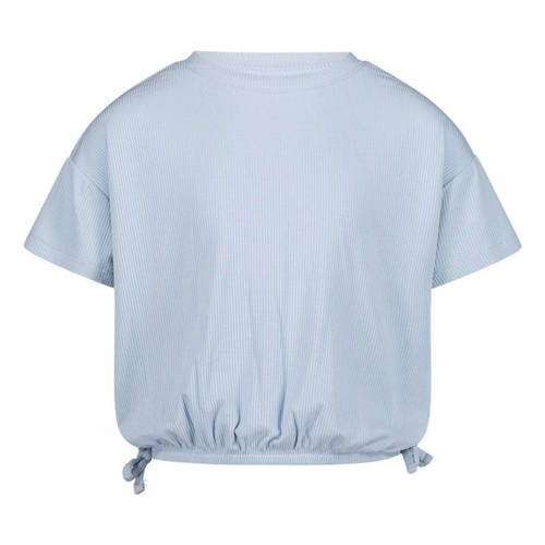 PIECES KIDS T-shirt blauw Meisjes Viscose Ronde hals Effen - 116