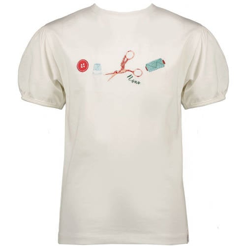 NONO T-shirt met printopdruk wit Meisjes Stretchkatoen Ronde hals Printopdruk - 104