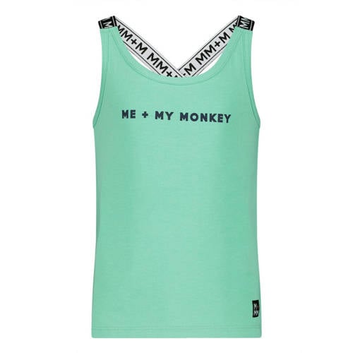 Me & My Monkey singlet met logo lichtgroen Meisjes Stretchkatoen Ronde hals - 104