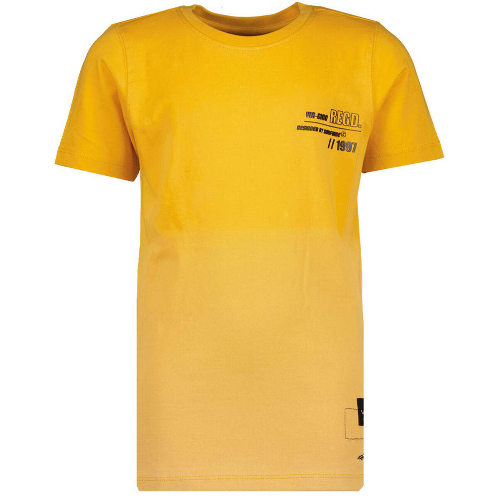 Gele jongens Vingino T-shirt van katoen met korte mouwen en V-hals
