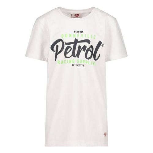 Petrol Industries T-shirt met logo wit Ecru Jongens Katoen Ronde hals Logo