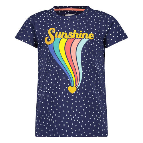 Jake Fischer T-shirt met printopdruk donkerblauw Meisjes Stretchkatoen Ronde hals