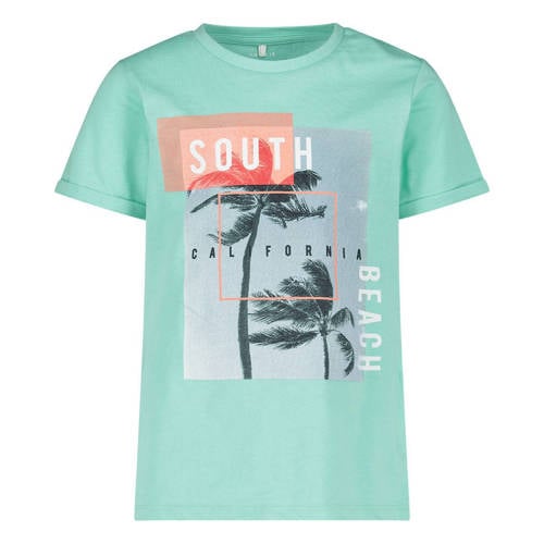 NAME IT T-shirt met printopdruk groen Jongens Katoen Ronde hals Printopdruk
