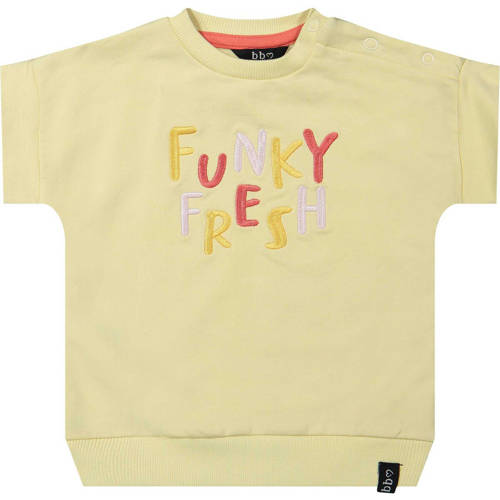 Beebielove T-shirt met tekst geel Meisjes Katoen Ronde hals Tekst