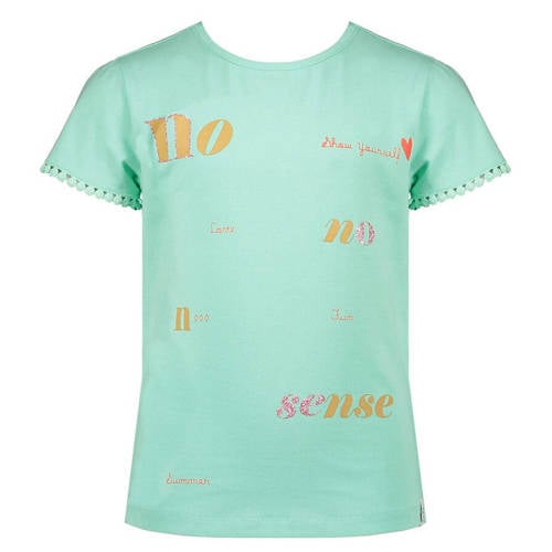 NONO T-shirt met printopdruk mintgroen Meisjes Stretchkatoen Ronde hals
