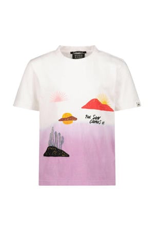T-shirt van biologisch katoen wit/roze