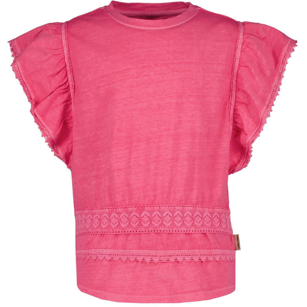 Roze meisjes Vingino T-shirt van katoen met all over print, korte mouwen en ronde hals
