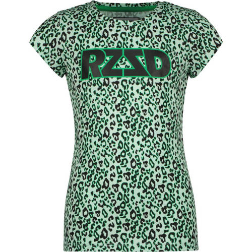 Raizzed T-shirt met dierenprint mintgroen/zwart Meisjes Katoen Ronde hals