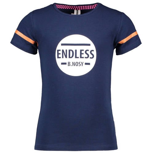 B.Nosy T-shirt met printopdruk donkerblauw Meisjes Stretchkatoen Ronde hals - 104