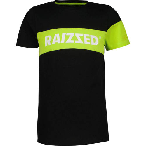 Raizzed T-shirt zwart/neon geel Jongens Katoen Ronde hals Meerkleurig