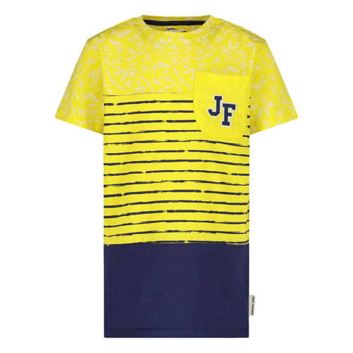 Jake Fischer T-shirt geel/donkerblauw Jongens Katoen Ronde hals Meerkleurig