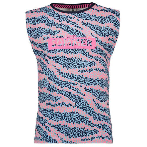 B.Nosy T-shirt met all over print blauw/roze Meisjes Katoen Ronde hals - 104