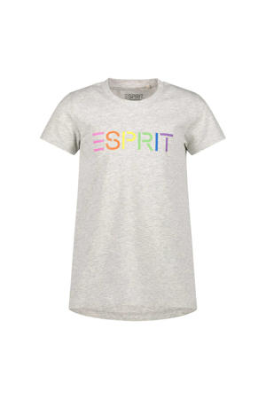 T-shirt met logo lichtgrijs melange