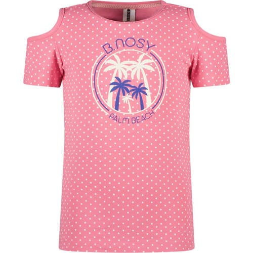 B.Nosy T-shirt met printopdruk roze Meisjes Stretchkatoen Ronde hals Printopdruk