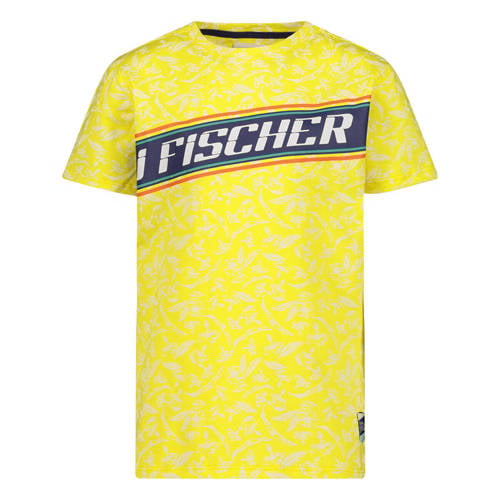 Jake Fischer T-shirt met printopdruk geel Jongens Katoen Ronde hals Printopdruk - 104