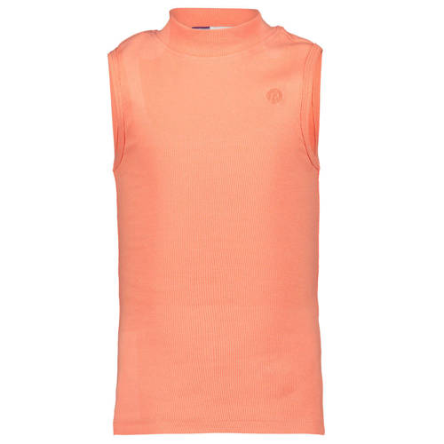 Raizzed ribgebreid T-shirt Hoya fel zalm Oranje Meisjes Stretchkatoen Opstaande kraag