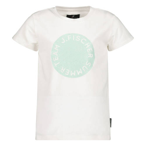 Jake Fischer T-shirt met printopdruk wit Meisjes Stretchkatoen Ronde hals