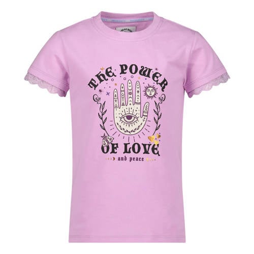 Me & My Monkey T-shirt met printopdruk roze Meisjes Stretchkatoen Ronde hals