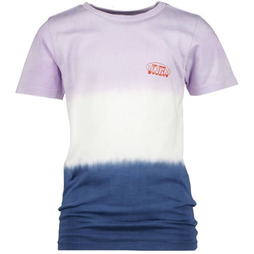 Vingino dip-dye T-shirt lila/wit/donkerblauw Jongens Katoen Ronde hals
