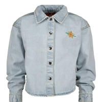 thumbnail: Blauwe meisjes Vingino blouse van denim met effen, lange mouwen, klassieke kraag en knoopsluiting