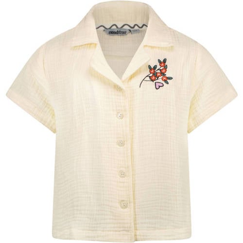 Moodstreet blouse beige Meisjes Katoen Klassieke kraag Effen