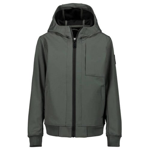 Airforce zomerjas donkergrijs Jongens Polyester Capuchon Effen