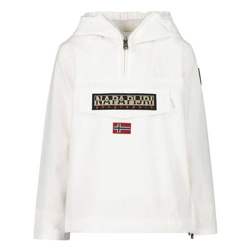 Napapijri anorak jas K RAINFOREST SUM 4 met logo 002 bright white Wit Jongens Polyamide Capuchon - 140