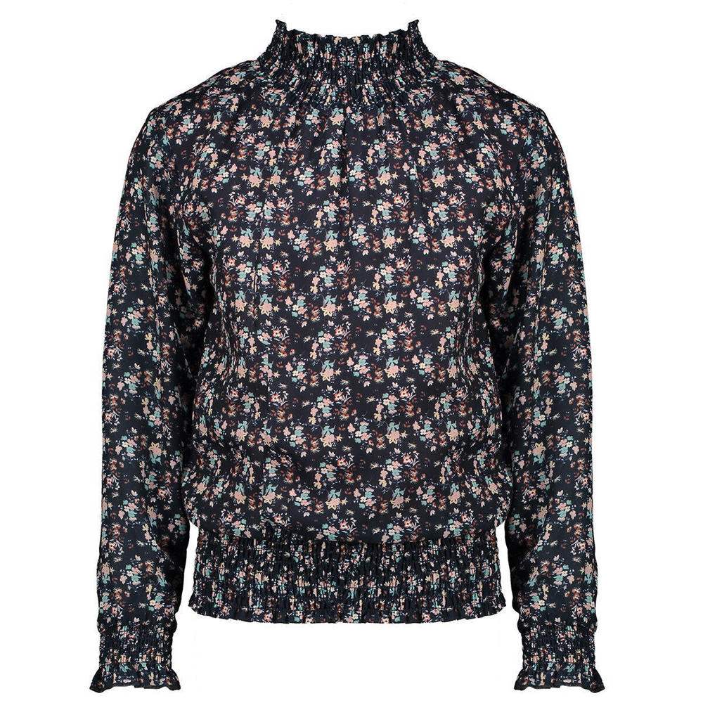 NONO top van polyester donkerblauw/roze