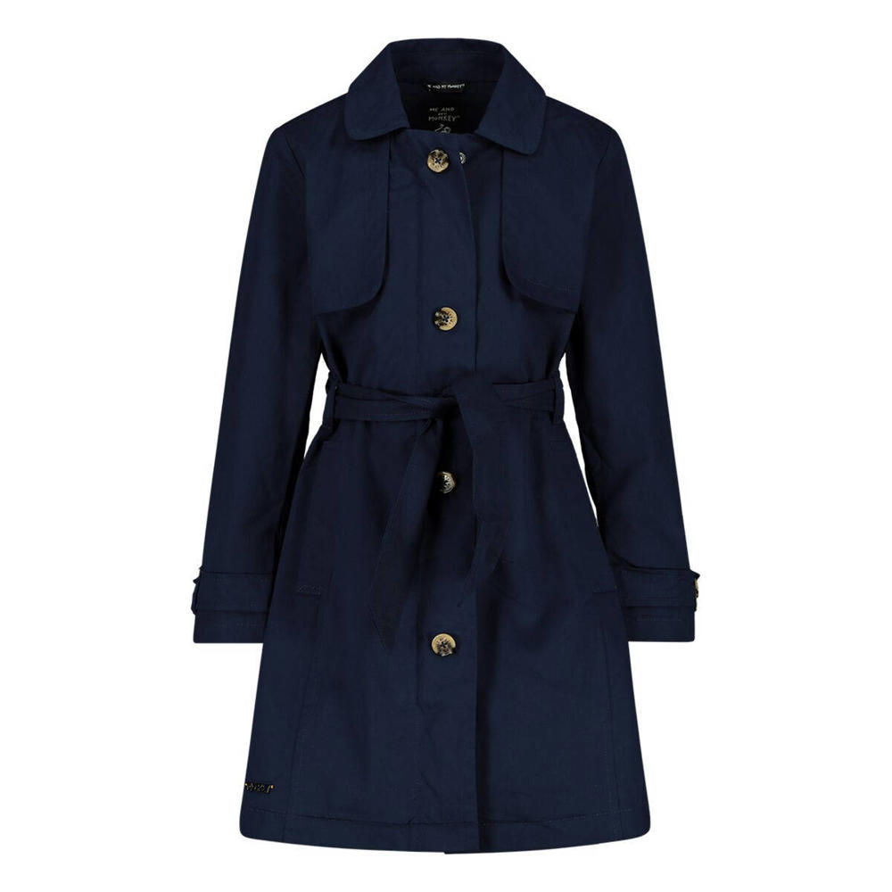 Donkerblauwe meisjes Me & My Monkey coat zomer van katoen met lange mouwen, klassieke kraag en knoopsluiting
