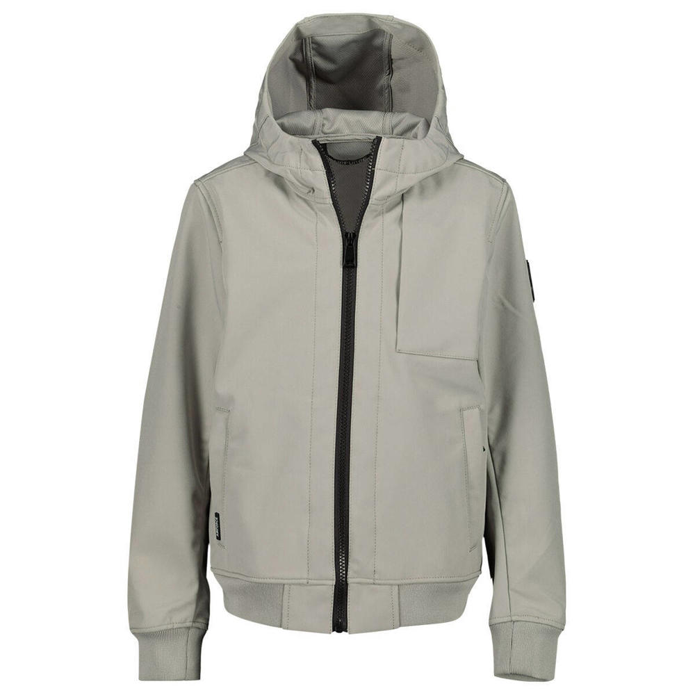 Grijze jongens Airforce zomerjas van polyester met effen, lange mouwen, capuchon, ritssluiting en elastische boord