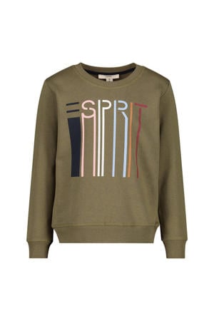 sweater met logo kaki groen