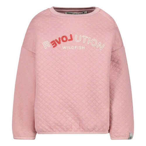Wildfish sweater met tekst lichtroze Tekst 