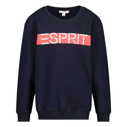 ESPRIT sweater met logo donkerblauw Logo