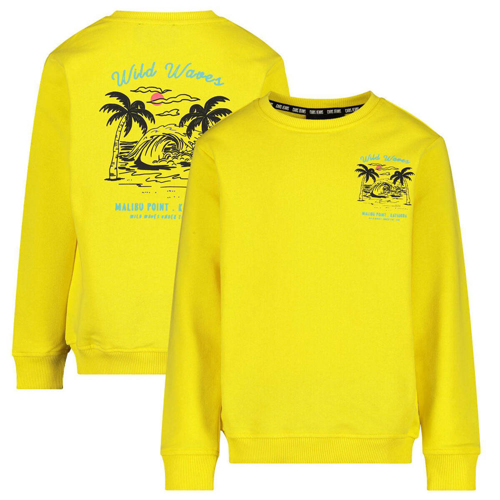 Gele jongens Cars sweater Simmar van katoen met backprint, lange mouwen en ronde hals
