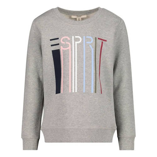 ESPRIT sweater met logo grijs melange Logo