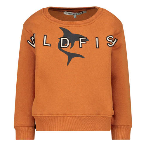 Wildfish sweater met printopdruk oranjebruin Printopdruk 