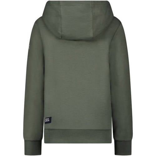 Le Chic Garcon sweater met logo grijsgroen Jongens Stretchkatoen Capuchon 104