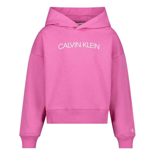 Calvin Klein sweater met logo roze Meisjes Katoen Capuchon Logo