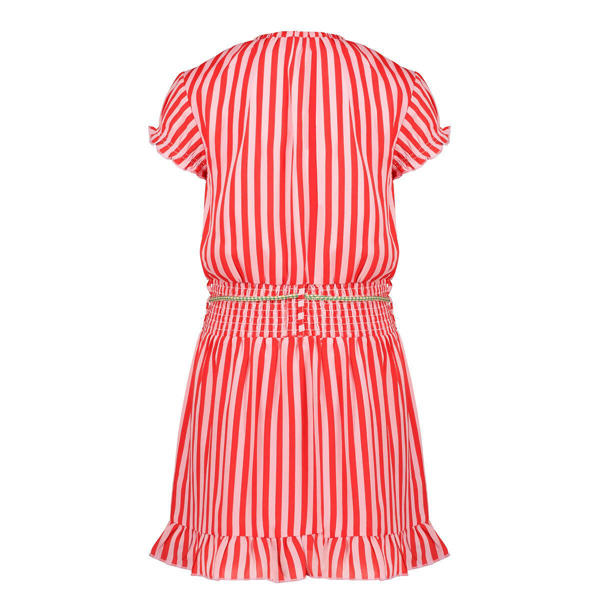pk Maken vuist NONO gestreepte jurk van gerecycled polyester felroze/wit | kleertjes.com