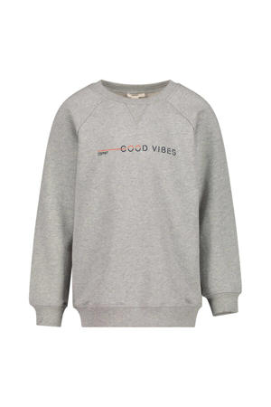 sweater met tekst grijs melange