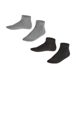 sneakersokken - set van 2 grijs/zwart