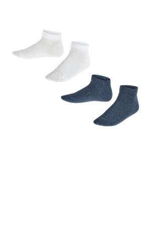 sneakersokken - wit/donkerblauw (set van 2)