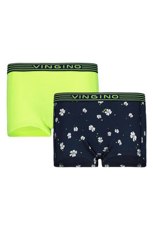 short - set van 2 donkerblauw/neon geel